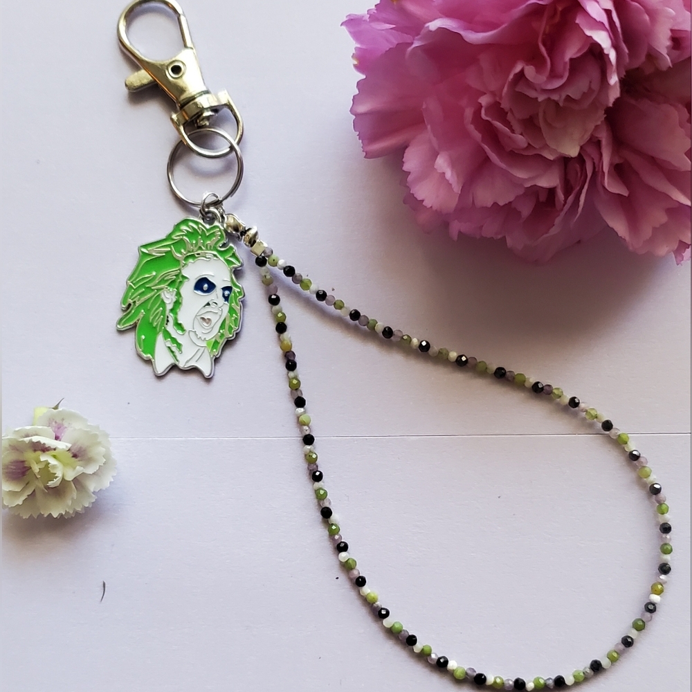 Beetlejuice beaded key/bag charm